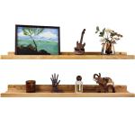 Handgemaakte set van 2 zwevende wandplanken, rustieke houten planken met lip, kinderboekenplanken, foto en fotorek voor slaapkamer, woonkamer, badkamer, keuken, kantoor (natuurlijk