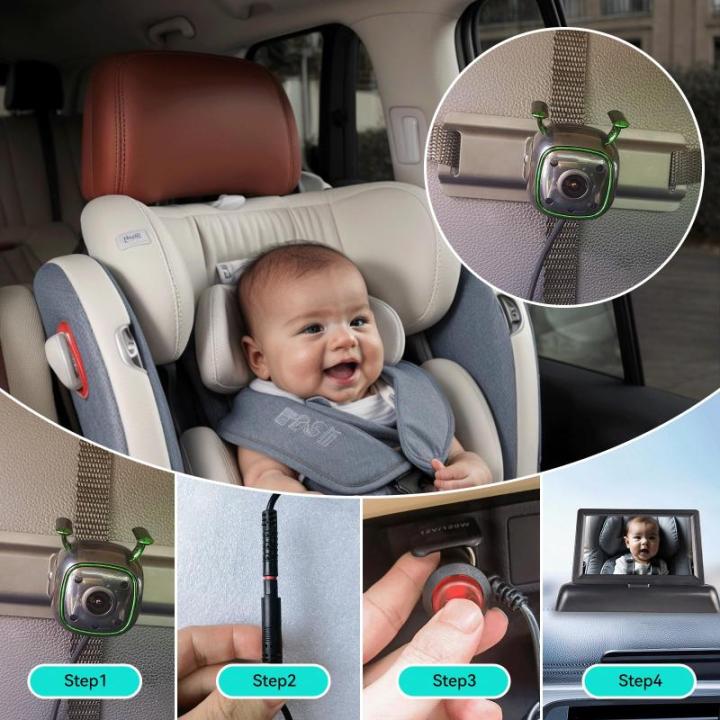Autocamera voor baby's, 1080p, met nachtzicht, voor de achterbank naar achteren gerichte achterbank, eenvoudige installatie