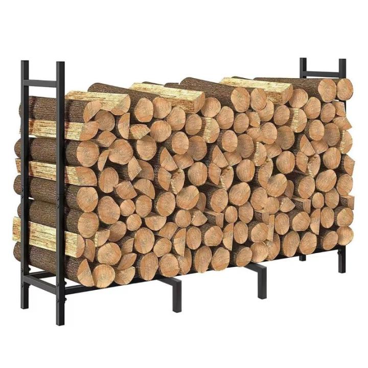 Brandhoutrek van 1,2 m, zwaar houten rek voor de opslag van brandhout, houten opbergrek van metaal, brandhoutrek voor binnen en buiten