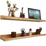 Handgemaakte set van 2 zwevende wandplanken, rustieke houten planken met lip, kinderboekenplanken, foto en fotorek voor slaapkamer, woonkamer, badkamer, keuken, kantoor (natuurlijk