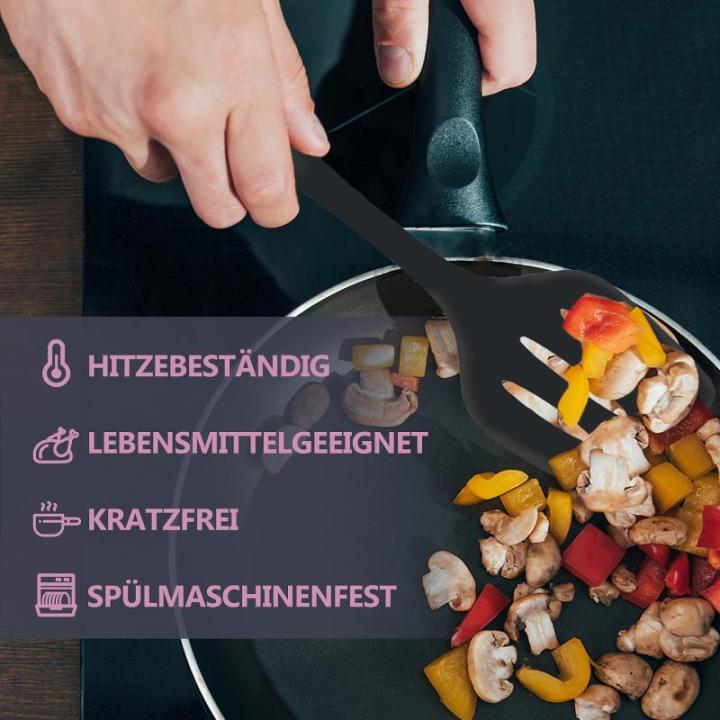 Keukenhulpset, 14-delige siliconen kookgerei, keukengerei, set met gebruiksvoorwerpenhouder, hittebestendig kookgerei, kookbestek, keukenset, vaatwasmachinebestendig, zwart