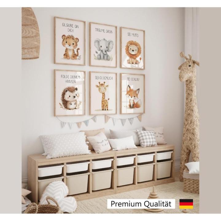 Affirmatiefoto's, set van 6 A4-posters, afbeeldingen voor kinderkamer, babykamer, decoratie, affirmatieposter, wandposter