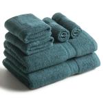 - Handdoekenset, Teal -2 badhanddoeken, 2 handdoeken en 2 washandjes, dagelijks gebruik 500 GSM ringgesponnen, 100% katoen, zeer absorberend voor de badkamer (6 stuks)