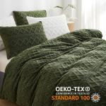 Fleece beddengoed, 200 x 200 cm, 3-delig, wollige teddypluche beddengoedsets voor de winter, extra warm, omkeerbaar beddengoed, flanel, groene dekbedovertrekken met ritssluitingen 