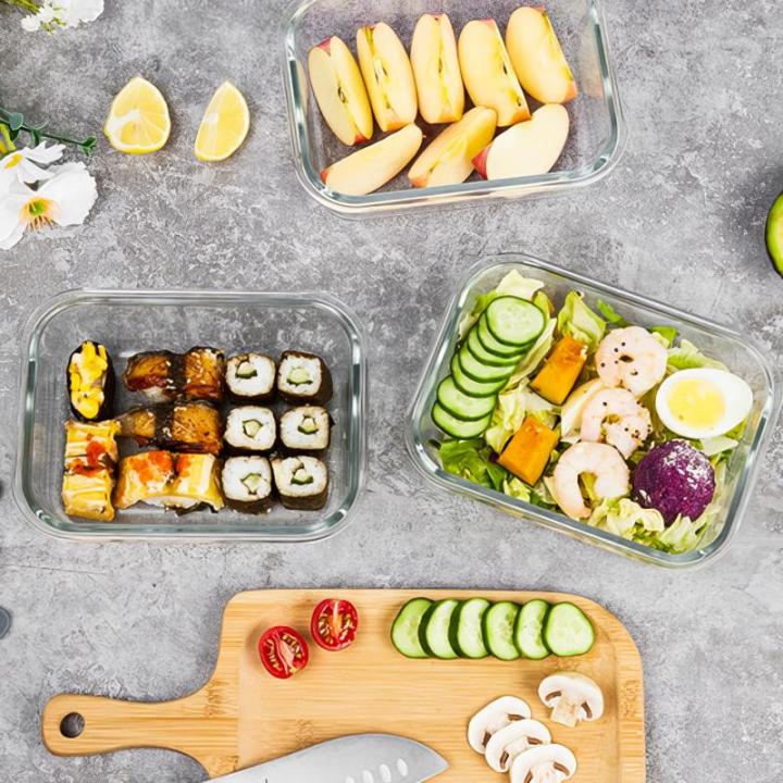 Vershouddozen met deksel, set van 2 tupperdozen, 1040 ml, glazen containers met deksel, herbruikbaar, maalvoorbereidingsdozen, glasluchtdicht, lekvrij, organizer voor keuken en res