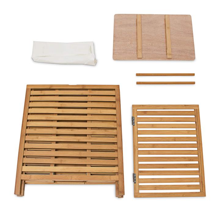 Relaxdays wasmand bamboe HxBxT 60x50,5x35,5 cm, wasbox, natuur, capaciteit 100 L, wasverzamelaar, luchtdoorlatend deksel