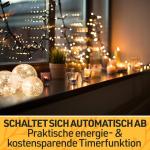 Led-kogellampen, 3-delige set, led-bol met timer, lichtbollen met batterij, warm wit, decoratieve lamp, werkt op batterijen, glazen bol als vensterbank, decoratie, decoratie voor v