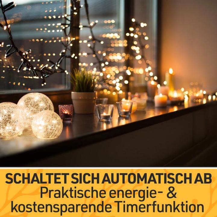 Led-kogellampen, 3-delige set, led-bol met timer, lichtbollen met batterij, warm wit, decoratieve lamp, werkt op batterijen, glazen bol als vensterbank, decoratie, decoratie voor v