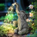 Olifantenbeeldje, tuindecoratie, irrigatieolifant, figuur op zonne-energie, LED-verlichting, cadeaus voor vrouwen, verjaardagscadeaus voor vrouwen, olifantendecoratie voor terras,