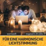 Led-kogellampen, 3-delige set, led-bol met timer, lichtbollen met batterij, warm wit, decoratieve lamp, werkt op batterijen, glazen bol als vensterbank, decoratie, decoratie voor v