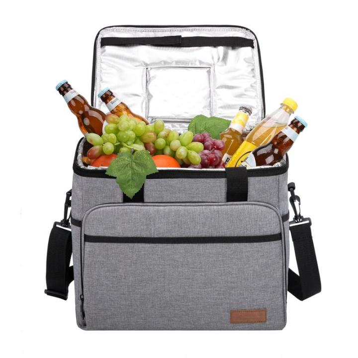 ALLCAMP Koeltas, 30 liter, opvouwbare picknicktas, thermotas, isolerende tas, koelmand, koelbox, isolatiebox met 2 koelaccu's, grijs