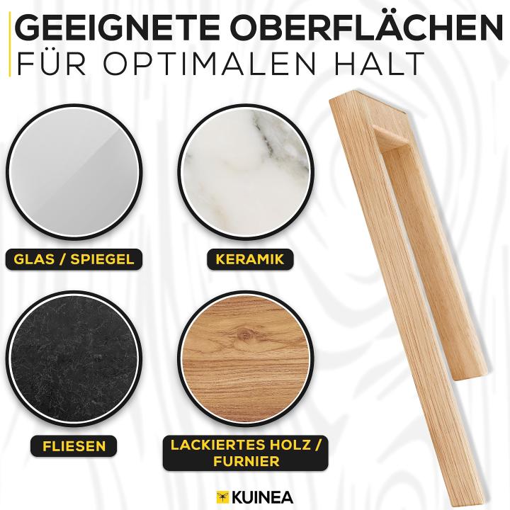 KUINEA Handdoekhouder zonder boren, moderne handdoekhouder van [100% eikenhout], voor badkamer en keuken, handdoekstang zonder boren, staande handdoekhouder, badkamer, handdoekhouder, hout, 40 cm