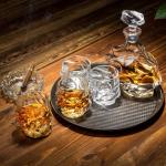 Whisky Glazen en Karaf Set, Kristallen Whisky Decanter 750 ml met 4 Whiskyglas 320 ml voor Cognac, Wodka, Whisky, Scotch, Martini, Cocktails, Set van 5 Stuks, Mooie Geschenkdoos