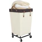StorageWorks Wasverzamelaar met wielen, 160 zakken, grote wasmanden voor wasgoed, rollende wasmand, wasmand voor vuile kleding voor hotel, thuis, kast, slaapzaal, beige