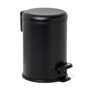 TATAY Badkameremmer met voetpedaal van roestvrij staal, inhoud 3 liter, uitneembare binnenkant, gevoerde valsluiting, BPA-vrij, zwart, afmetingen 17,5 x 22,5 x 25 cm