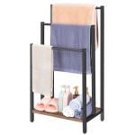 3-laags vrijstaand handdoekenrek, handdoekhouder metalen ladder handdoekhouder droogstandaard met 3 handdoekrails en opbergplank, badkameraccessoires organizer voor badopslag en handdoeken, washandjes, bruin