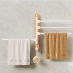 Handdoekhouder zonder boren, 180 graden draaibaar, met 2/3/4/5-armige zwenkarm, handdoekstang, wandmontage, met haken, voor badkamer, keuken en garderobe (4 armen)