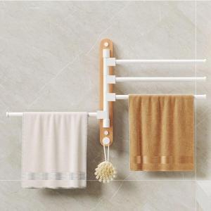 Handdoekhouder zonder boren, 180 graden draaibaar, met 2/3/4/5-armige zwenkarm, handdoekstang, wandmontage, met haken, voor badkamer, keuken en garderobe (4 armen)